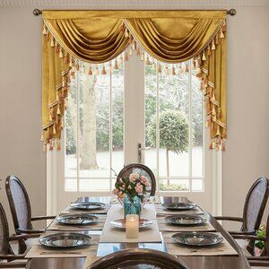 VOGOL Yellow Waterfall Valances for Farmhouse